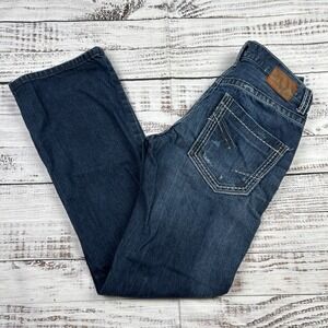BKE Buckle Jeans Mens 29R Aiden Bootleg Western White Stitching Distressed 29x31